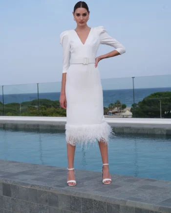 Vestido midi plumas - 24283 - Betzzia